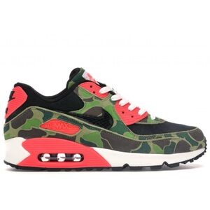 Nike Air Max 90 Camo Green and Red Sneakers